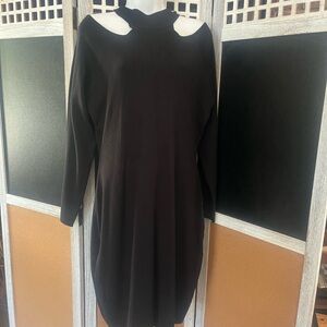 City Chic Black Cold Shoulder Sweater Dress